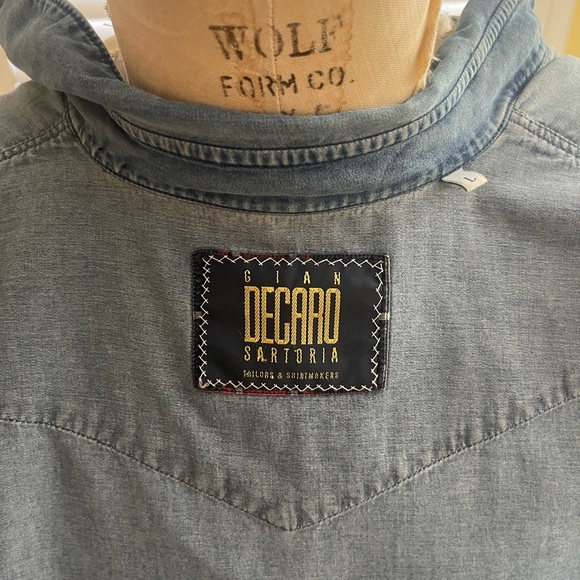 Casual Denim Shirt with Red Button Details - Picture 3 of 5